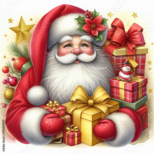 santa claus with christmas decoration content created with generative AI software.