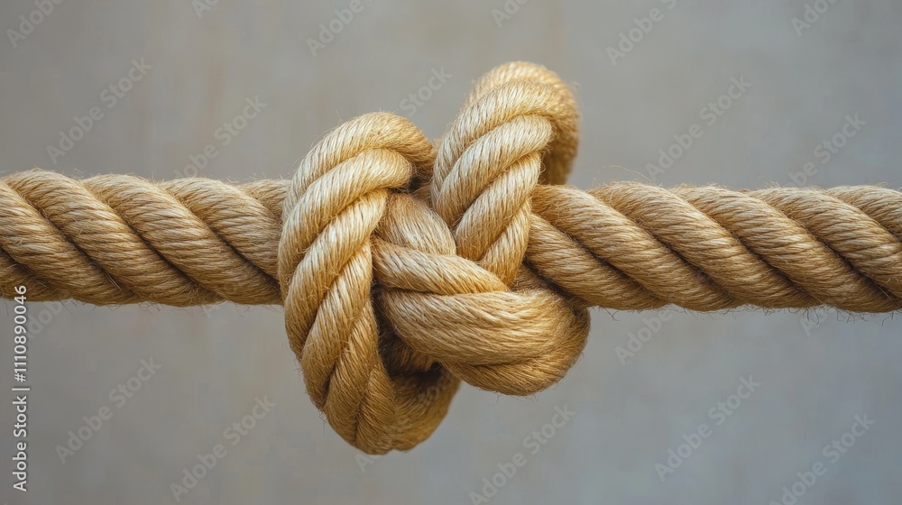 A rope with a knot tied in it A rope with a knot tied in it