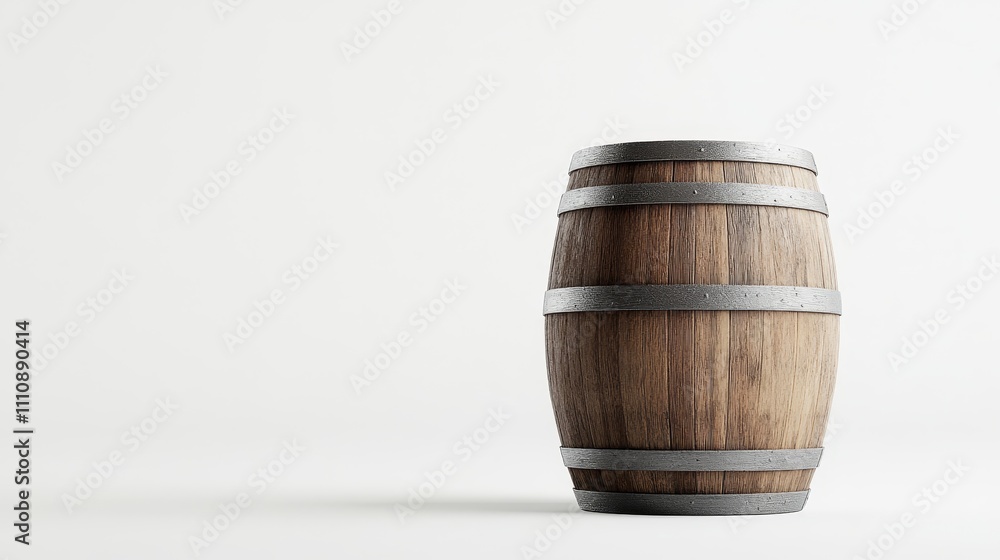 A wooden barrel sits on a white background A wooden barrel sits on a white background
