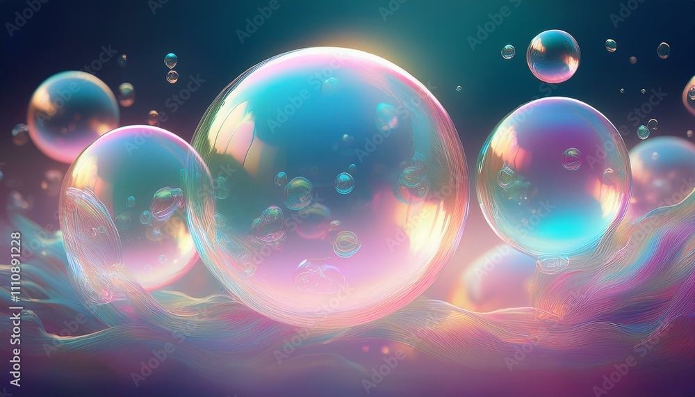 Ethereal Soap Bubble Illustration with Pastel Glow Ethereal Soap Bubble Illustration with Pastel Glow