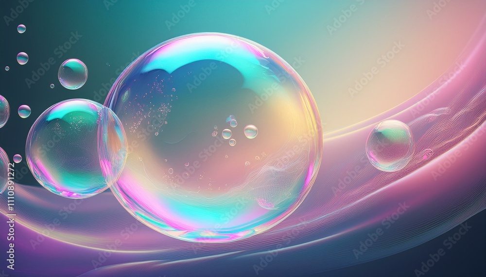 Ethereal Soap Bubble Illustration with Pastel Glow Ethereal Soap Bubble Illustration with Pastel Glow