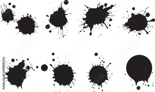 Ink Splatter. Grunge vector stains and splash elements. Finely detailed