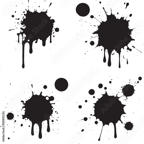 Ink Splatter. Grunge vector stains and splash elements. Finely detailed