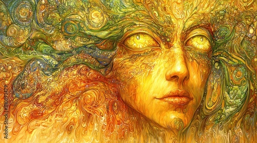 Golden Goddess: A Surreal Masterpiece of Nature and Womanhood