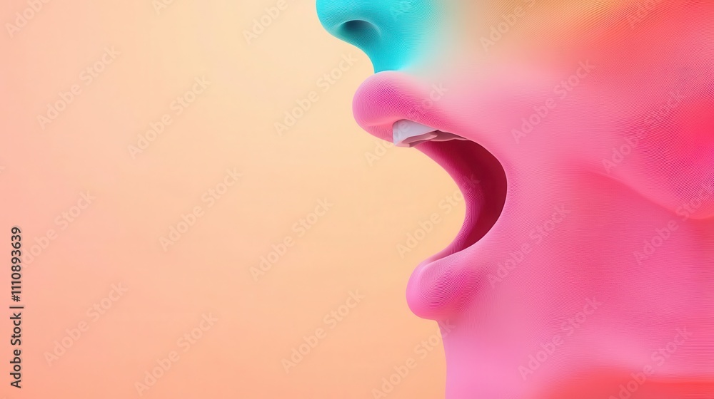 Vocal expression design, colorful sound trails, 3D illustration Vocal expression design, colorful sound trails, 3D illustration