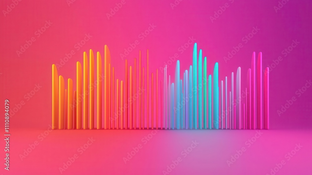 Speech resonance, glowing vocal frequencies, 3D illustration Speech resonance, glowing vocal frequencies, 3D illustration