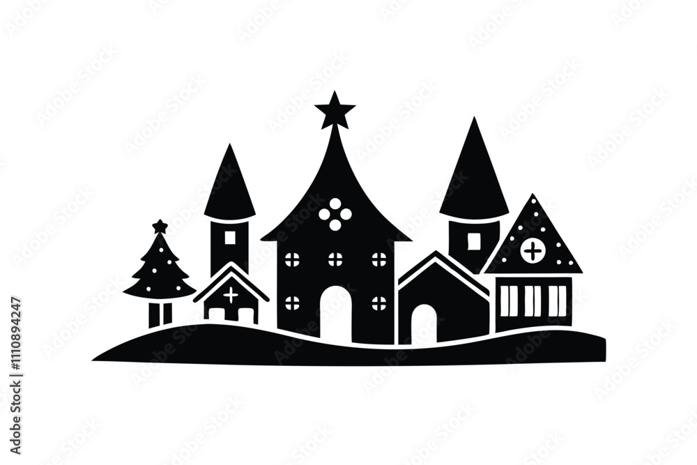 Fototapeta premium Merry Christmas silhouette element 