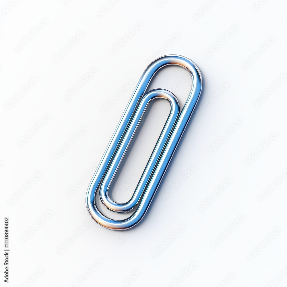 Metallic Paper Clip on a Minimalist White Background Metallic Paper Clip on a Minimalist White Background