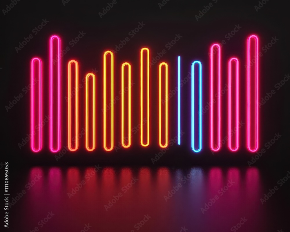Speech modulation, neon sound wave patterns, 3D illustration Speech modulation, neon sound wave patterns, 3D illustration