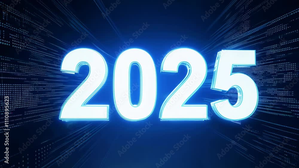 Engaging countdown to the new year in preparation for 2025 celebration. neon glowing inscription 2025