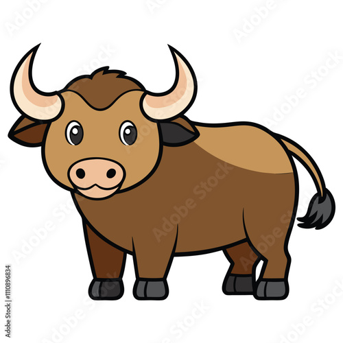 buffalo simple vector illustration. Buffalo cartoon clipart is an animal in a flat style.