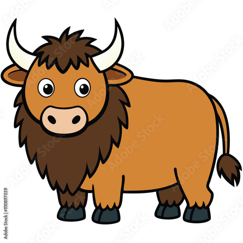 buffalo simple vector illustration. Buffalo cartoon clipart is an animal in a flat style.