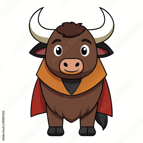 buffalo simple vector illustration. Buffalo cartoon clipart is an animal in a flat style.