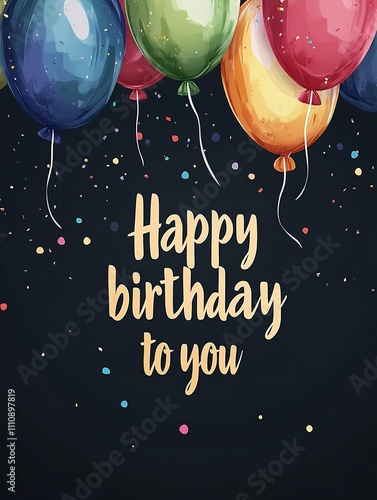 Vector Illustration of a Happy Birthday Card with the Text 