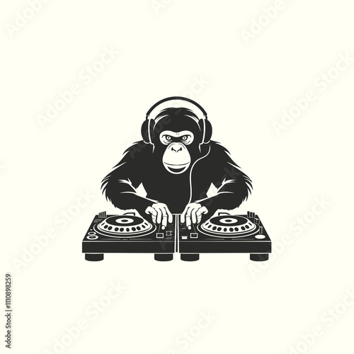 Mkey dj silhouette vector illustration