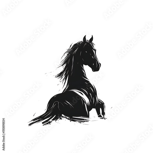 Elegant black horse illustration photo