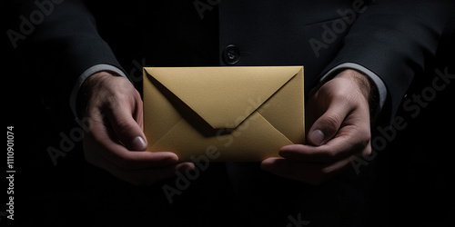  Background Illustrating Email Campaign Alert Concepts with New Business Email Notifications, Emphasizing Digital Marketing and Internet Technologies, Showcasing a Male Contact Receiving Email Invitat photo