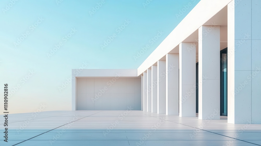 Hightech white building, streamlined and futuristic, 3D illustration Hightech white building, streamlined and futuristic, 3D illustration