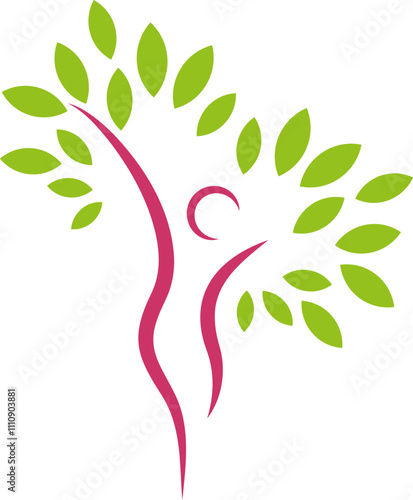 Frau, Person in Bewegung als Baum, Pflanze, Heilpraktiker, Frauenarzt, Logo, Icon