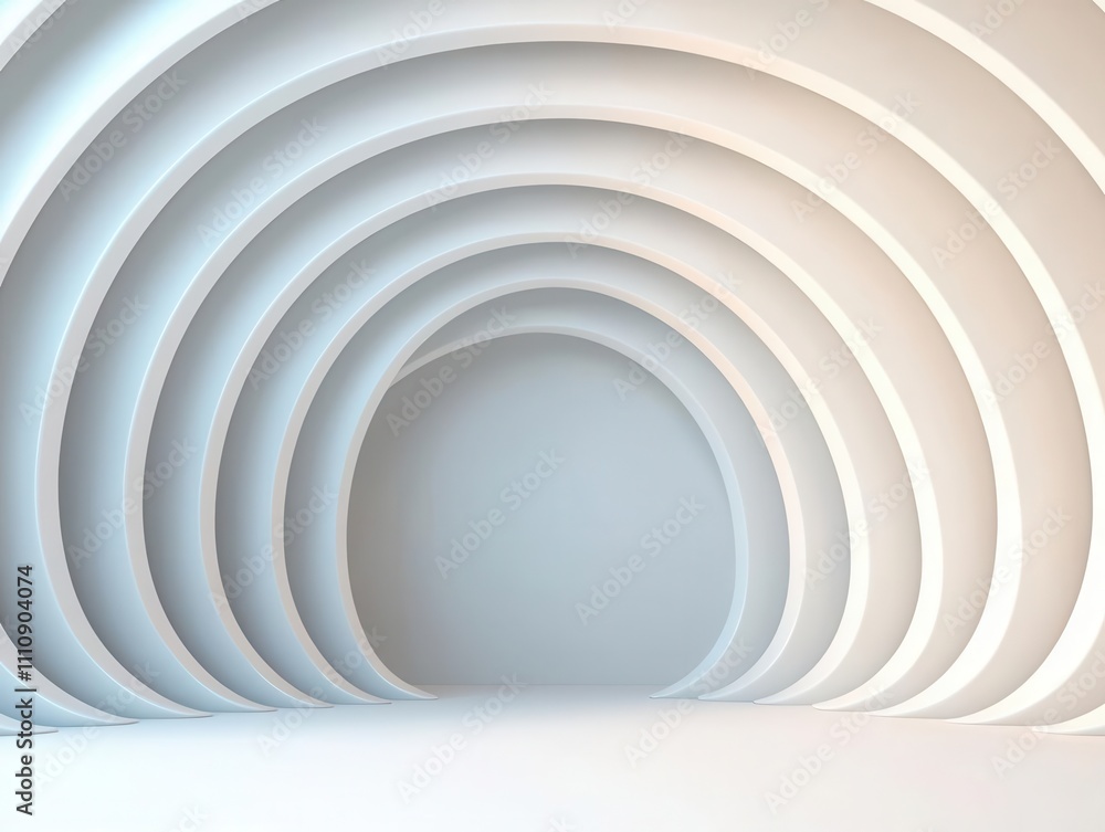 Obraz premium Futuristic white arc, public structure design, 3D illustration