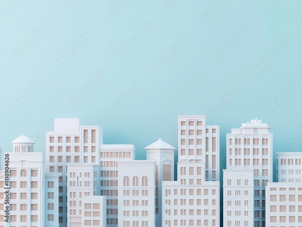 Urban innovation district, modern white buildings, 3D illustration Urban innovation district, modern white buildings, 3D illustration