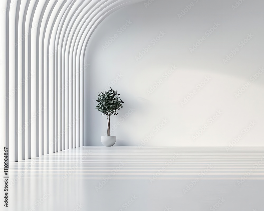 Obraz premium Modern white art installation, architectural and elegant, 3D illustration