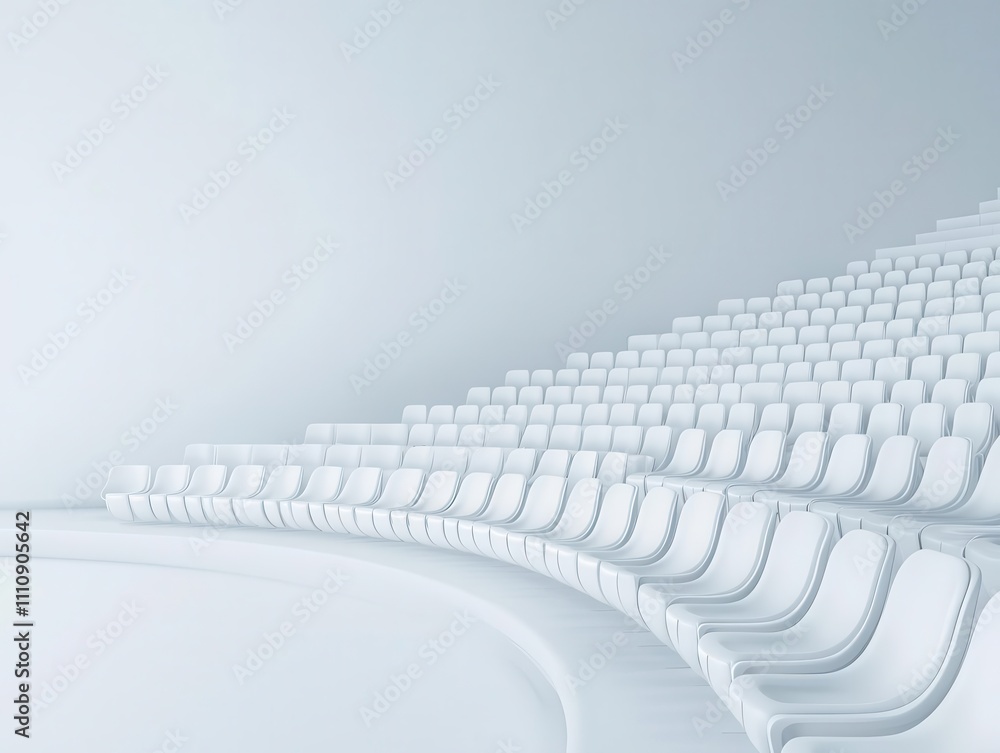 Naklejka premium White public auditorium, innovative and streamlined design, 3D illustration