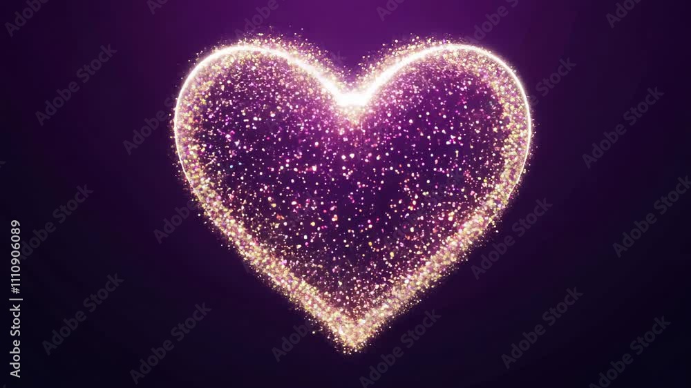 Sparkling heart made of glitter particles captured at night, showcasing enchanting brightness and colorful glow. concept of romance, Valentine's day Sparkling heart made of glitter particles captured at night, showcasing enchanting brightness and colorful glow. concept of romance, Valentine's day