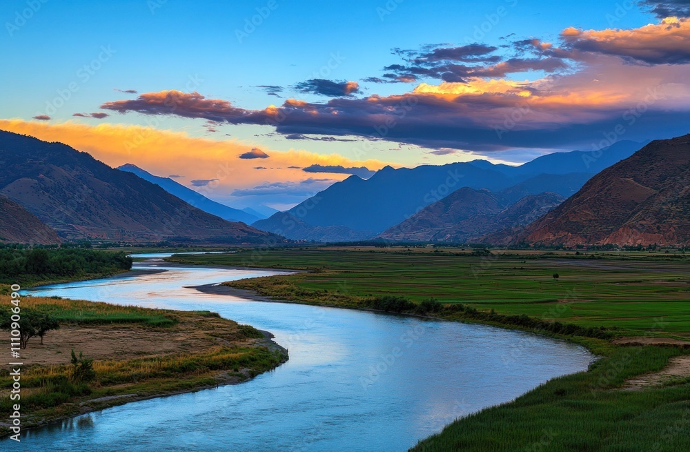 Serene Sunset River Valley Serene Sunset River Valley