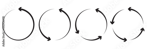 Circle arrows icon set. Round reload sign, repeat icon, rotate arrow symbol, Vector illustration web design. flat style, clip art.