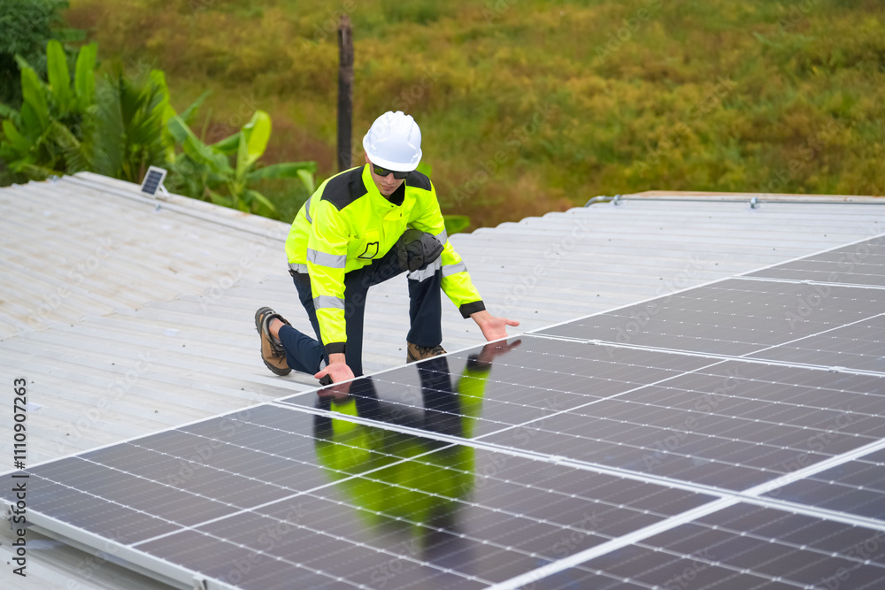 custom made wallpaper toronto digitalMen technicians mounting photovoltaic solar modules on roof of house. Renewable Energy Eco Technolog