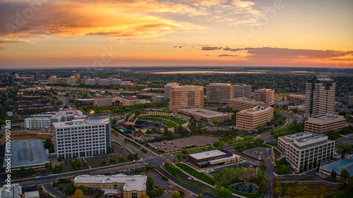 Aerial View of Centennial, Colorado at Dusk