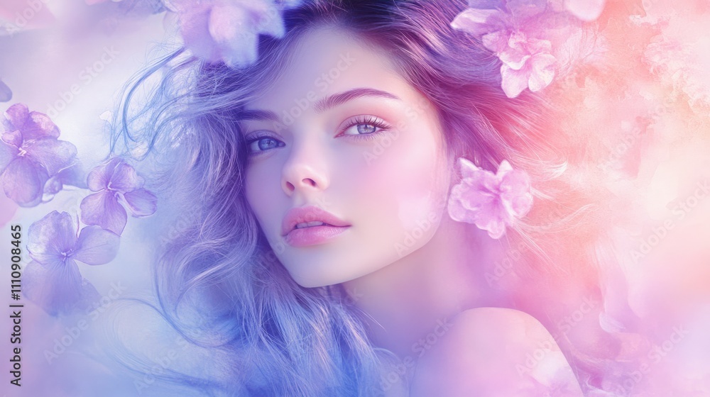 Enigmatic Beauty with Floral Surroundings Enigmatic Beauty with Floral Surroundings