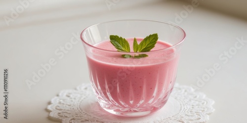 Wallpaper Mural A glass of strawberry milk with a sprig of mint on top. Torontodigital.ca