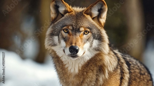 Majestic Wolf in Winter Landscape