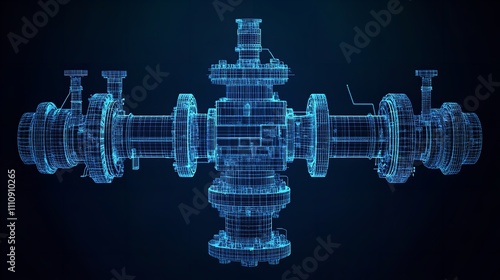 Vector Rendering of an Industrial Valve in Wire-frame Style

 photo