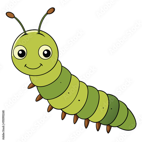 Cute funny caterpillar cartoon character vector illustration isolated on a white background