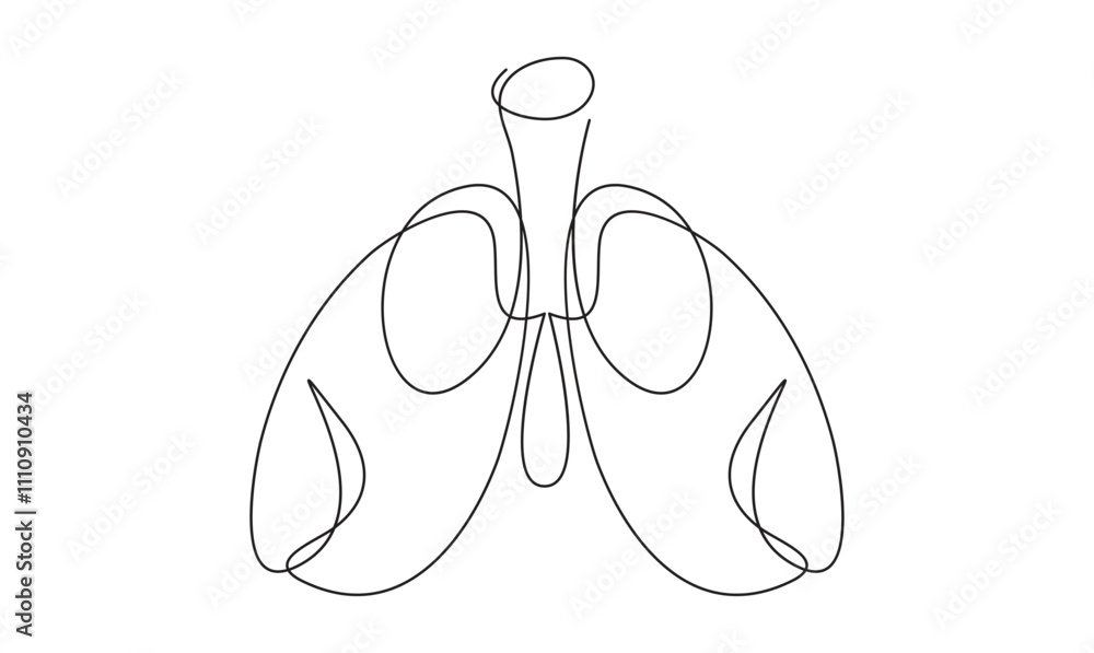 Lungs one continuous line Icon isolated on white background minimalist design Lungs one continuous line Icon isolated on white background minimalist design