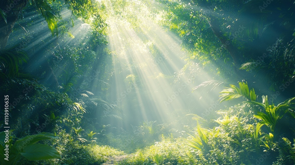 Serene Sunlight in a Lush Forest Serene Sunlight in a Lush Forest