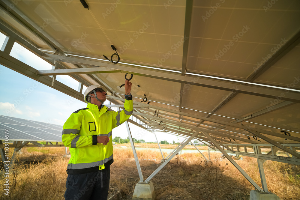 custom made wallpaper toronto digitalRenewable Energy Eco Technology Electric Power. Worker assemble energy system with solar panel for electricity.(Multiple values)