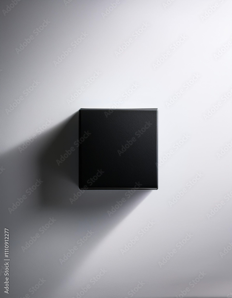 Floating Black Square on White Background Floating Black Square on White Background