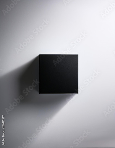 Floating Black Square on White Background photo