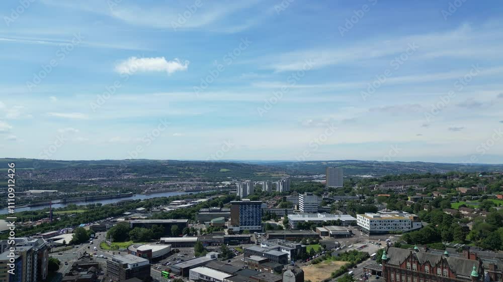 Aerial View of Newcastle Upon Tyne City of England UK From River Side.