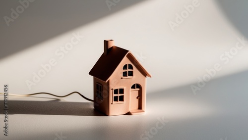 A charming miniature house shaped lamp display. photo