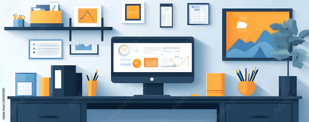Modern Office Workspace Illustration Modern Office Workspace Illustration
