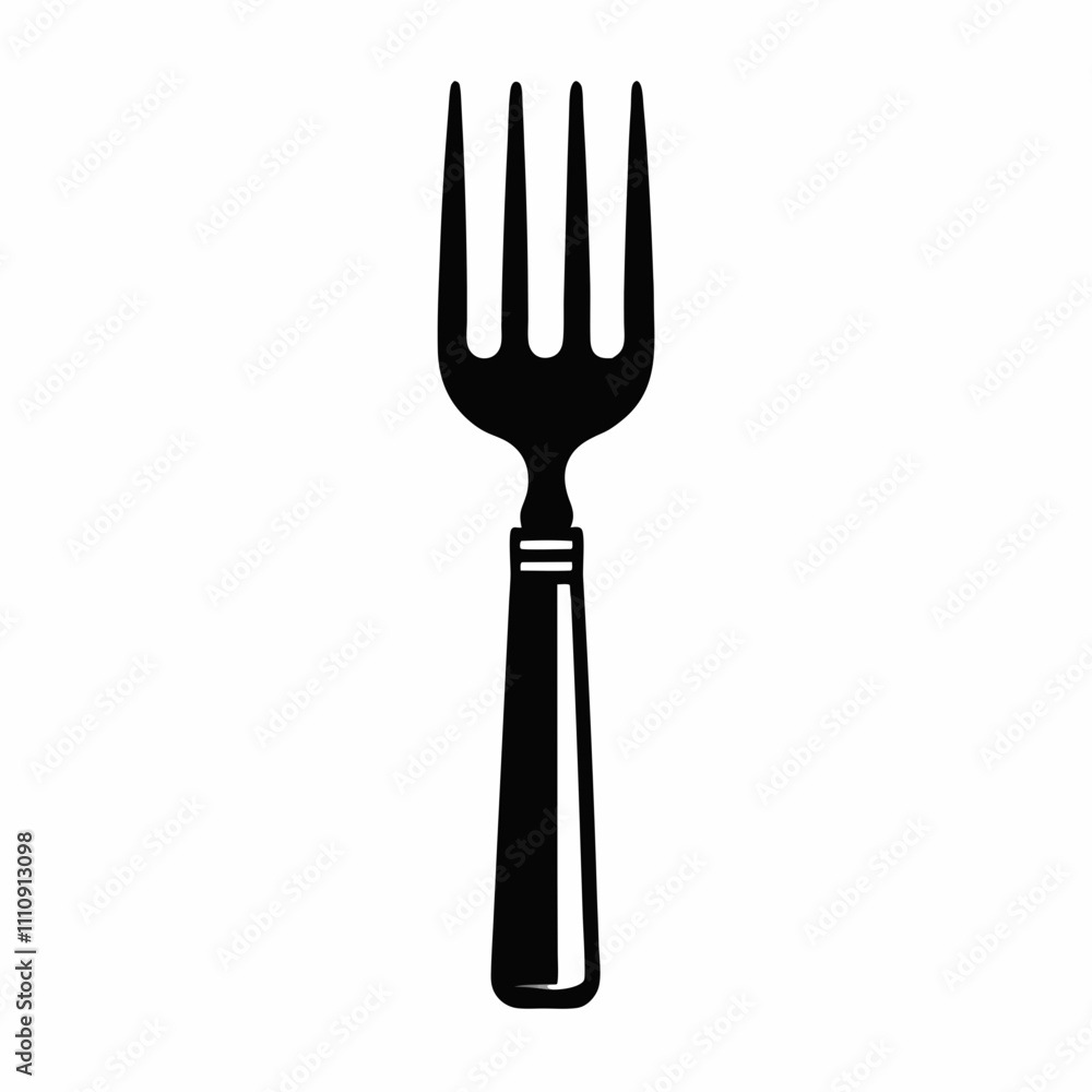 Silhouette Design of a Classic Fork with Minimalist and Elegant Details for Culinary and Dining Themes Silhouette Design of a Classic Fork with Minimalist and Elegant Details for Culinary and Dining Themes