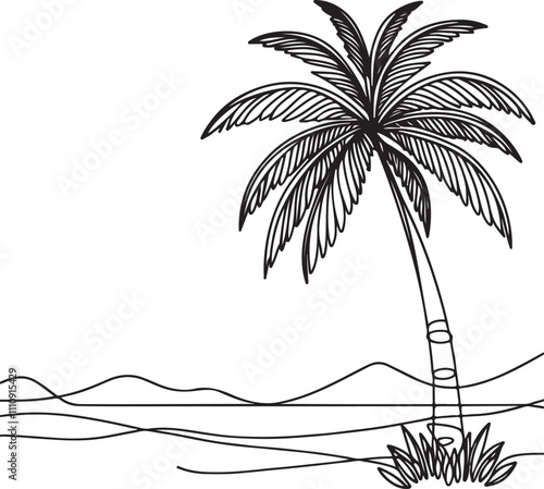 Palm tree line icon. Editable stroke