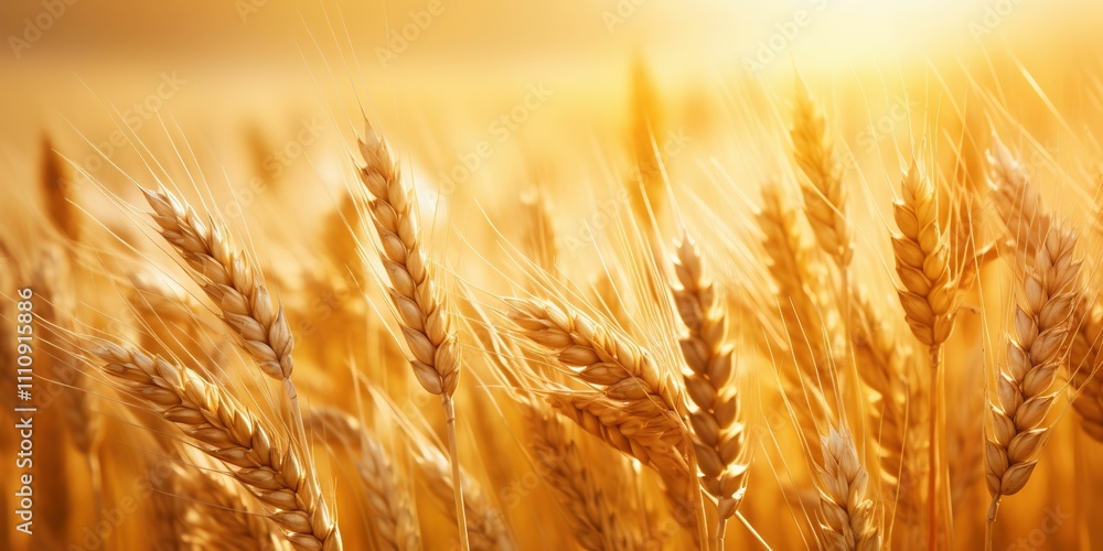 A field of golden wheat with the sun shining on it A field of golden wheat with the sun shining on it