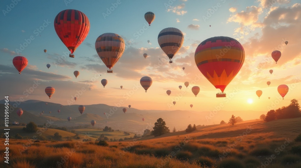 Naklejka premium Whimsical Hot Air Balloon Festival