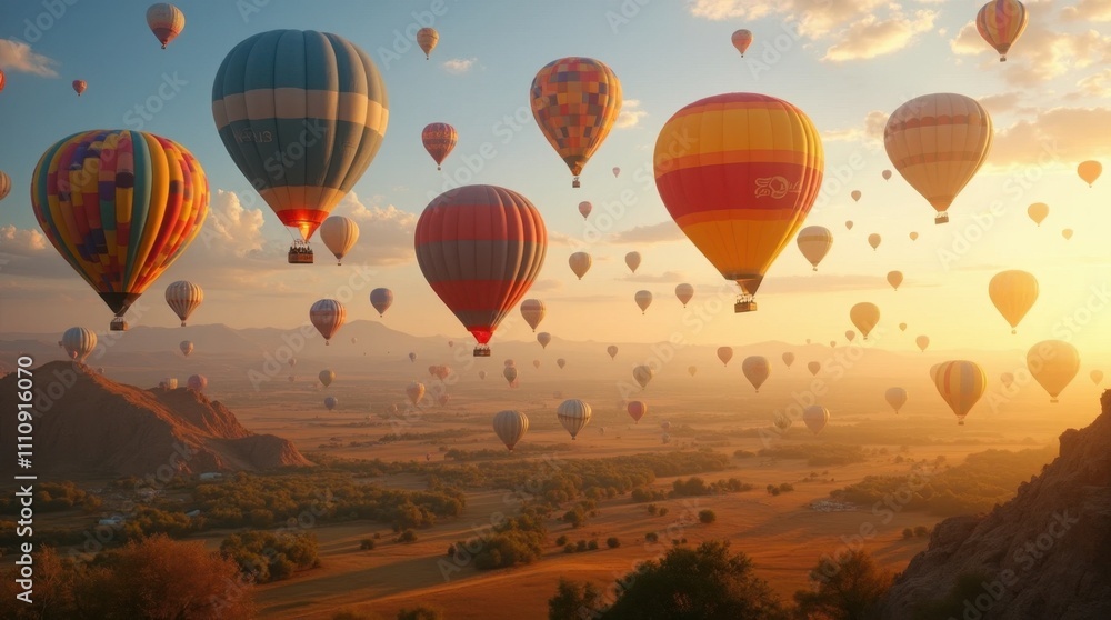 Naklejka premium Whimsical Hot Air Balloon Festival
